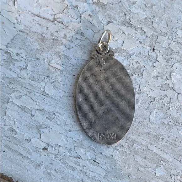 Vintage Sterling Saint Mary Pray for Us Pendant - Picture 9 of 16